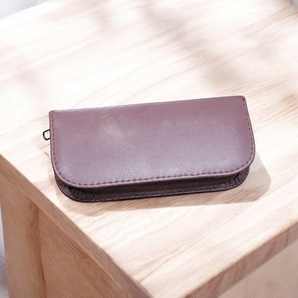 Purple Leather Traveling Manicure Set